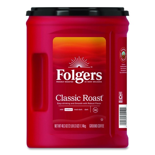 Hand Sanitizing Wipes | Folgers 30419EA 40.3 oz. Canister Ground Coffee - Classic Roast image number 0