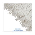 Mop Heads | Boardwalk BWK732R 32 oz. Economical Lie-Flat Rayon Fiber Mop Head - White (12/Carton) image number 6