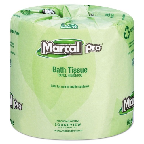 Perforated Roll & Hand Towels | Marcal PRO 3001 100% Recycled Septic Safe 2 Ply Bathroom Tissue - White (48/Carton) image number 0