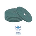 Floor Pads-Stripping | Boardwalk BWK4013GRE 13 in. Diameter Heavy-Duty Scrubbing Floor Pads - Green (5/Carton) image number 4