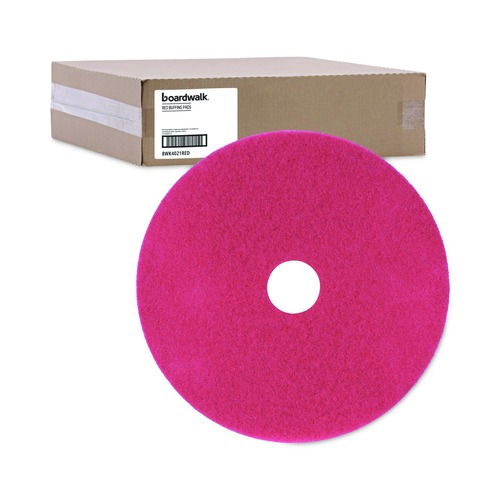 Floor Pads-Cleaning, Buffing & Polishing | Boardwalk BWK4021RED 21 in. Diameter Buffing Floor Pads - Red (5/Carton) image number 0