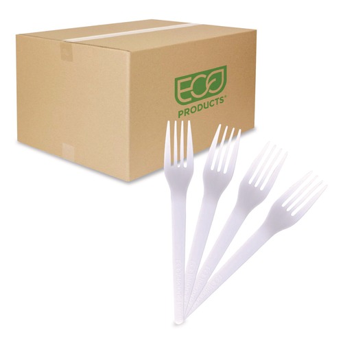 Disposable Forks | Eco-Products EP-S017 Plantware CPLA Cutlery Fork - White (1000/Carton) image number 0