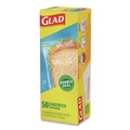 Resealable Bags | Glad 57263 6.63 in. x 5.88 in. Zipper Food Storage Sandwich Bags - Clear (12 Boxes/Carton) image number 3