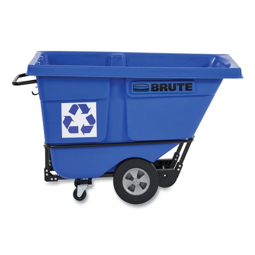 Tilt Trucks | Rubbermaid Commercial 2089826 BRUTE 1,250 lb Capacity 1 cu. Yd. Plastic/Steel Frame Rotomolded Recycling Tilt Truck - Blue image number 0