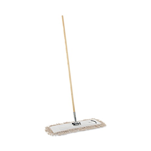 Floor Dusters & Accessories | Boardwalk BWKM245C 24 in. x 5 in. Cotton Head 60 in. Wood Handle Cotton Dry Mopping Kit - Natural (1-Kit) image number 0