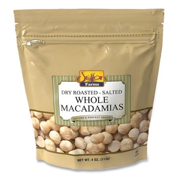 SNACKS | Setton Farms 6070 4 oz Bag Dry Roasted Salted Macadamia Nuts (12/Carton)