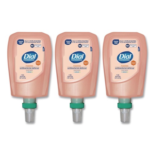 Soap Refills | Dial Professional 17000 16674 1 Liter Antibacterial Foaming Hand Wash Refill for FIT Touch Free Dispenser - Original (3/Carton) image number 0