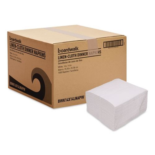 Dinner Napkins | Boardwalk 14X14LNAPW 1-Ply 14 in. x 14 in. Linen-Feel Flat Napkins (1000/Carton) image number 0