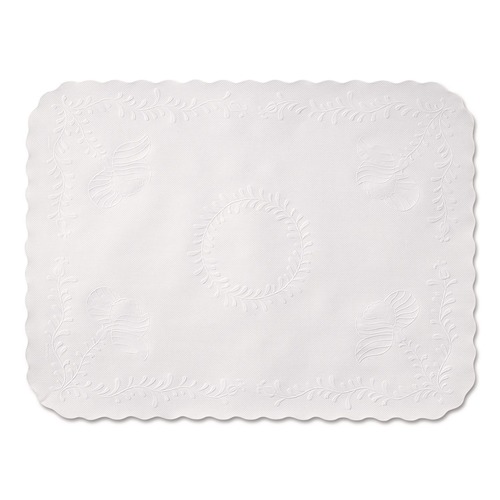 Placemats | Hoffmaster TC8704471 16.63 x 12.75 Bond Paper Scalloped Edge Traymat - White (1,000/Carton) image number 0
