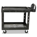 Carts | Rubbermaid Commercial FG452088BLA 25.9 in. x 45.2 in. x 32.2 in. 500 lbs. Capacity 2 Lipped Shelves Heavy-Duty Plastic Utility Cart - Black image number 5