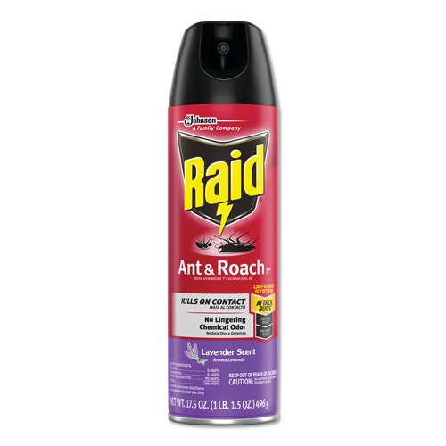 Insecticides | Raid 386221 17.5 oz Ant and Roach Killer Aerosol Spray - Lavender (12/Carton) image number 0