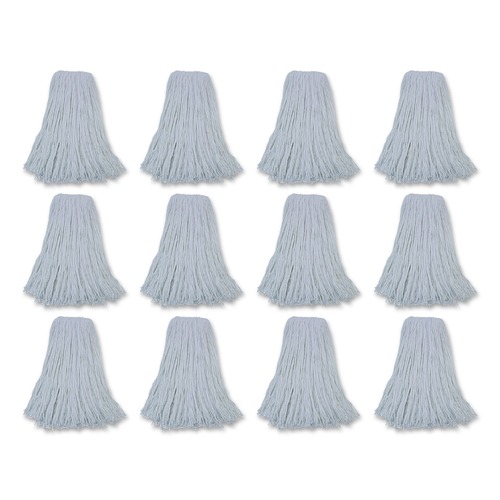 Mop Heads | Boardwalk BWK232R 32 oz. Rayon Fiber Premium Standard Head - White (12/Carton) image number 0
