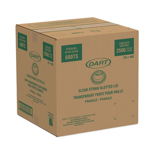 Cup Lids | Dart 600TS Straw-Slot Cold Cup Lids fits 10 oz. Cups - Clear (2500/Carton) image number 0