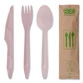Cutlery Kits | Eco-Products EP-S215 General Purpose Fork/Knife/Napkin/Spoon Wood Cutlery - Natural (500/Carton) image number 1