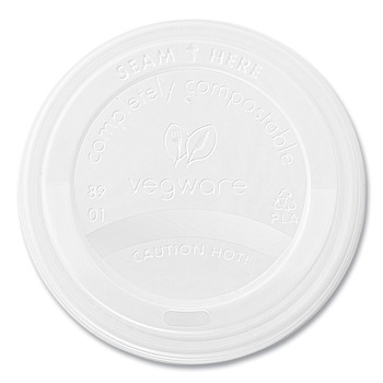 BEVERAGEWARE | Vegware VLID89S 89 Series Compostable Hot Cup Lids - White (1000/Carton)