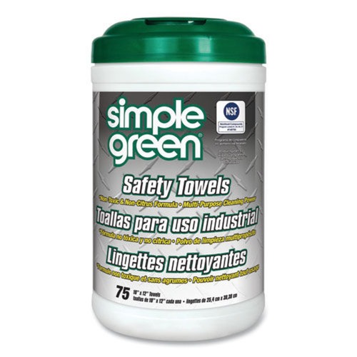 Cleaning Cloths & Wipes | Simple Green 3810000613351 10 in. x 11 3/4 in. 1-Ply Safety Towels - Unscented (75/Canister) image number 0