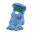 Mop Heads | Boardwalk BWK502BLEA 5 in. Headband Super Loop Cotton/Synthetic Fiber Wet Mop Heads - Blue, Medium image number 2