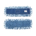 Floor Dusters & Accessories | Boardwalk BWKHL245BSPC 24 in. x 5 in. Synthetic Head 60 in. Wood/Metal Handle Dry Mopping Kit - Blue Head/Natural Handle (1-Kit) image number 1