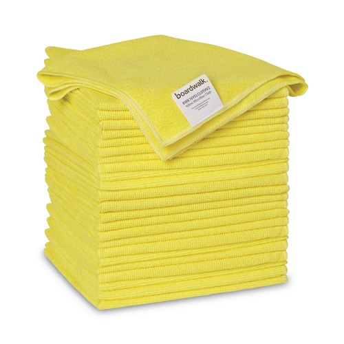 Cleaning Cloths & Wipes | Boardwalk 2164039 16 in. x 16 in. Microfiber Cleaning Cloths - Yellow (24/Pack) image number 0