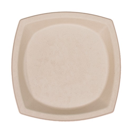 Plates | Dart 10PSC1PF 10 in. x 10 in. ProPlanet Seal Compostable Molded Fiber Dinnerware Plate - Tan (125/Pack) image number 0