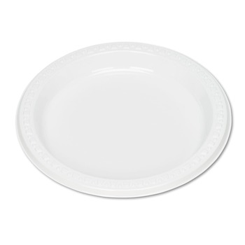  | Tablemate 7644WH 7 in. Diameter Plastic Dinnerware Plates - White (125/Pack)
