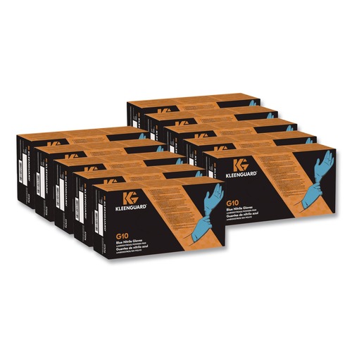 Food Service Disposable & Single Use Gloves | KleenGuard 417-57373 9.5 in. Long 6 mil Thick Powder-Free G10 Nitrile Gloves - Large Blue (10-Boxes/Carton) image number 0