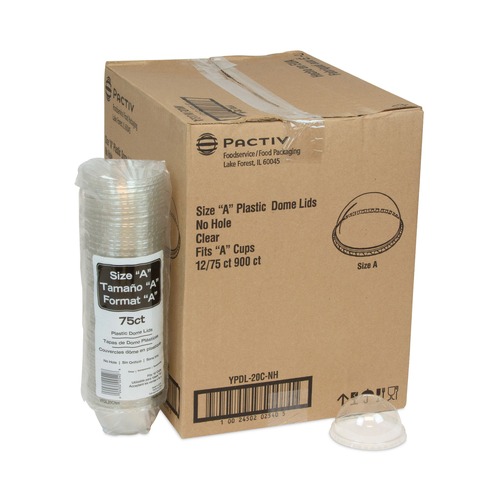 Cup Lids | Pactiv Corp. YPDL20CNH EarthChoice Strawless RPET Lid Dome Lid fits 12 oz. to 24 oz. A Cups - Clear (900/Carton) image number 0