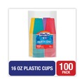 Cups | Hefty C21637 16 oz. Easy Grip Disposable Plastic Party Cups - Assorted Colors (100/Pack) image number 1
