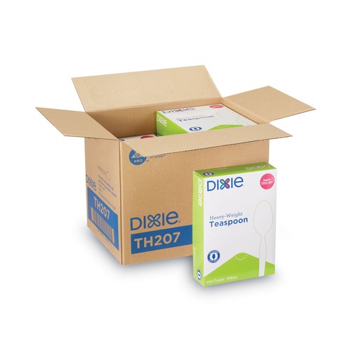 Disposable Spoons | Dixie TH207 Heavyweight Plastic Cutlery Disposable Teaspoons - White (1000/Carton) image number 0