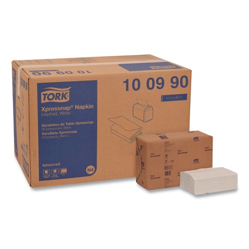 Dispenser Napkins | Tork 100990 2-Ply 6.5 in. x 8.5 in. Xpressnap Interfold Dispenser Napkins - White (12/Carton) image number 0