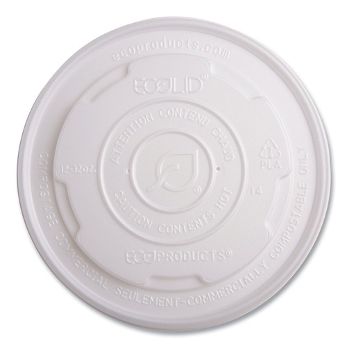 Food Containers & Lids | Eco-Products EP-ECOLID-SPL 12 oz./16 oz./32 oz. World Art PLA-Laminated Plastic Soup Container Lids - White (500/Carton) image number 0