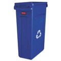 Indoor Waste Receptacles | Rubbermaid Commercial FG354007BLUE 23 Gallon Slim Jim Recycling Plastic Container with Venting Channels - Blue image number 0