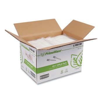 PRODUCTS | AmerCareRoyal L1801W Plastic Fork Heavyweight CPLA Cutlery - White (1000/Carton)