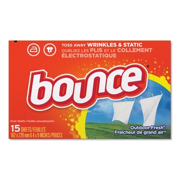 FABRIC SOFTENER AND STARCH | Bounce 95860 Fabric Softener Sheets - Outdoor Fresh (15/Carton)
