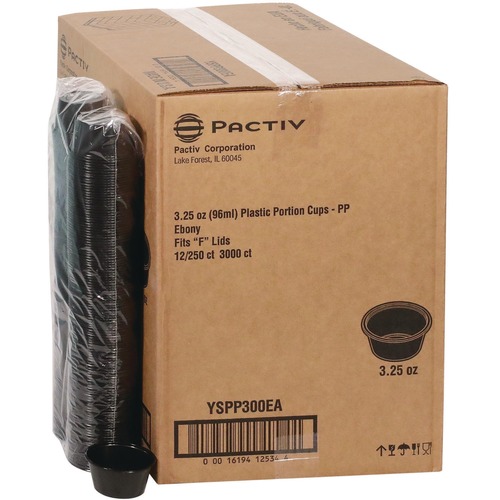 Cups | Pactiv Corp. YSPP300EA 3.25 oz. Plastic Portion Cup - Black (3000/Carton) image number 0