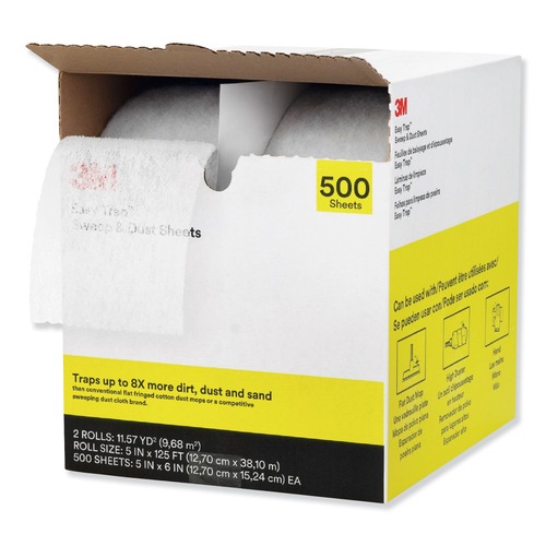 Dusters | 3M 55655W Easy Trap 5 in. x 125 ft. Sweep and Dust Sheets - White (2/Carton) image number 0
