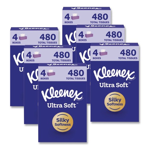 Facial Tissues | Kleenex 54315 Ultra Soft 3-Ply Facial Tissue - White (6/Carton) image number 0