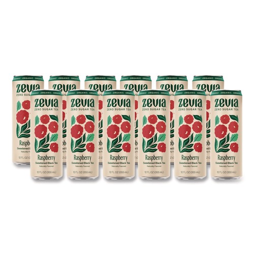 Tea | Zevia 01703-12 12 oz Can Raspberry Black Tea Zero Sugar Naturally Sweetened Black Tea (12/Carton) image number 0