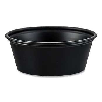 SOUFFLE AND PORTION CUPS | SOLO P150BLK 1.5 oz HIPS Plastic Portion Container - Black (2500/Carton)