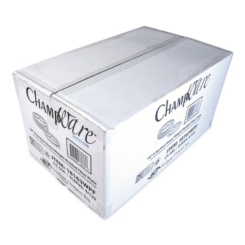Perforated Roll & Hand Towels | SCT 18163WPF 10 in. Diameter 3-Compartment ChampWare Molded Fiber Plate Tableware - White (500/Carton) image number 0