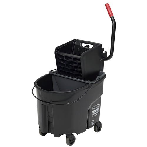 Buckets & Wringers | Rubbermaid Commercial 1863896 35 qt. WaveBrake 2.0 Side-Press Plastic Bucket/Wringer Combos - Black image number 0