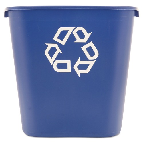 Indoor Waste Receptacles | Rubbermaid Commercial FG295673BLUE 28.13-Quart Rectangular Deskside Recycling Container - Medium, Blue image number 0
