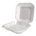 Food Containers & Lids | Plastifar 12091 8 in. x 8.56 in. x 2.76 in. Secure Two Tab Latch Poly Bag Foam Hinged Lid Container - White (200/Pack) image number 1