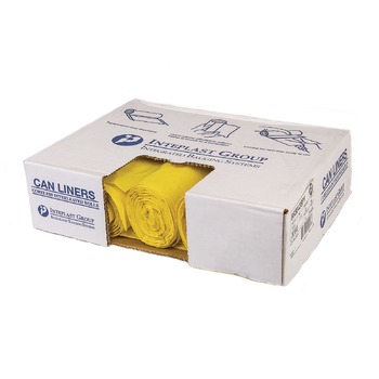 WASTE RECEPTACLES | Inteplast Group BR3043SPY 30 in. x 43 in. 1.15 mil 30 gal Infectious Waste Biohazard Low-Density Commercial Can Liners - Yellow (25 Bags/Roll, 6 Rolls/CT)