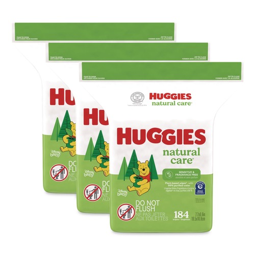 Hand Sanitizing Wipes | Huggies 31816 Natural Care 3.88 in. x 6.6 in. 1-Ply Sensitive Baby Wipes - Unscented White (552/Carton) image number 0