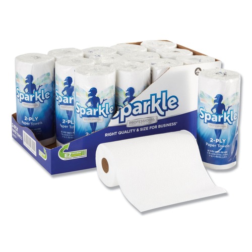 Perforated Roll & Hand Towels | Georgia Pacific Professional 2717714 11 in. x 8.8 in. 2-Ply Sparkle Premium Perforated Paper Kitchen Towel Roll - White (15 Rolls/Carton) image number 0