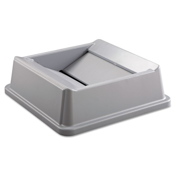 WASTE RECEPTACLE LIDS | Rubbermaid Commercial FG266400GRAY 20.13 in. Plastic Untouchable Square Swing Top Lid - Gray