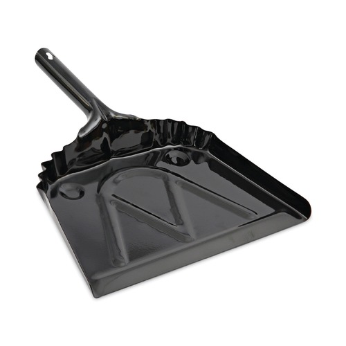 Dust Pans | Boardwalk 528147 12 in. x 14 in. 20-Gauge Steel Dust Pan with 5 in. Handle - Black (12/Carton) image number 0
