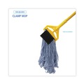 Mop Heads | Boardwalk BWK902BL Loop-End Mop Head with Scrub Pad - Medium, Blue (12/Carton) image number 4