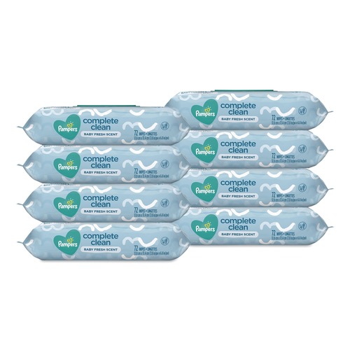 Hand Sanitizing Wipes | Pampers 75536 1-Ply Baby Fresh 7 in. x 6.8 in. Complete Clean Baby Wipes - White (8/Carton) image number 0